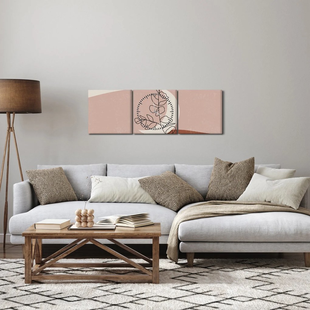 Obraz - Boho leaves N⁰2 (z zegarem) (90x30 cm)