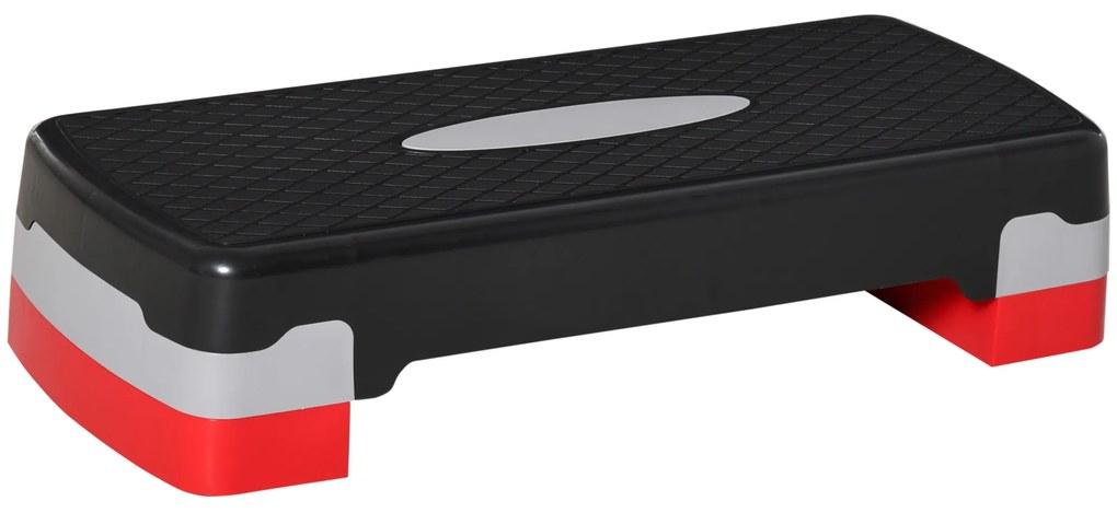 HOMCOM Stepper treningowy 2-stopniowa regulacja wysokości do użytku domowego i biurowego Czarny+Szary+Czerwony 68x29x15 cm