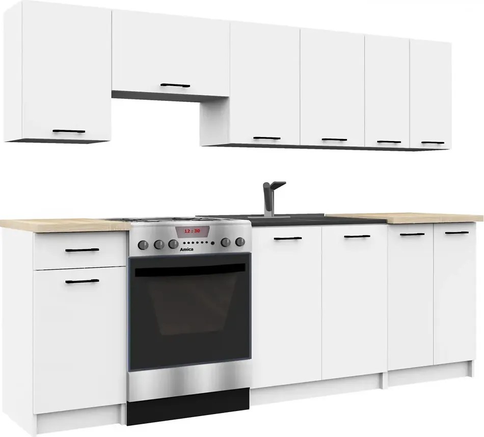 Zestaw Białych Mebli Kuchennych 240 Cm R8-M25