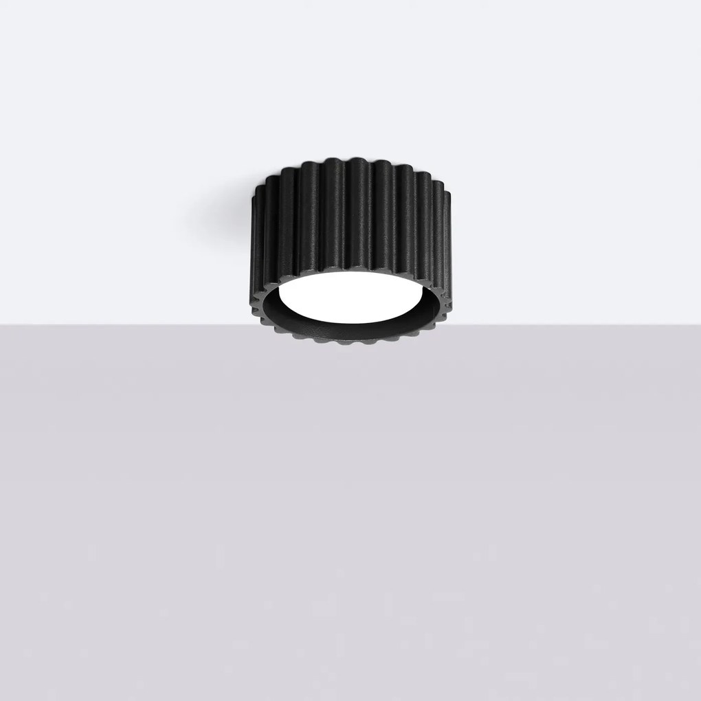 Plafon AURA 1 czarny GX53 ryflowany SOLLUX LIGHTING