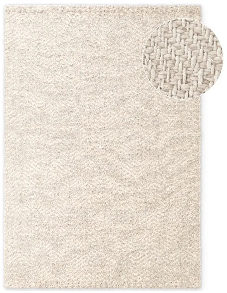 Kremowy dywan z mieszanki wełny tkany ręcznie 200x290 cm Majoli – Elle Decoration