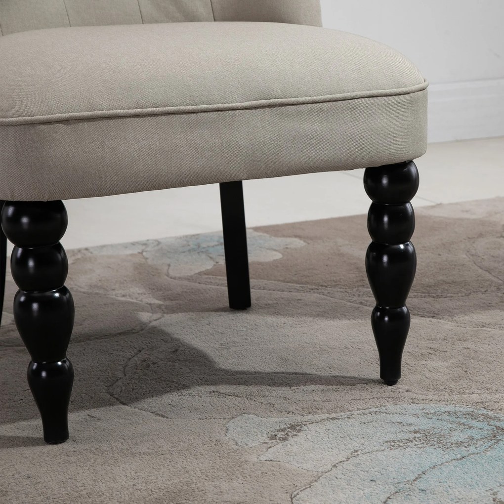 HOMCOM Fotele wypoczynkowe Fotel vintage Regulowane nóżki antypoślizgowe Krzesło lniane obicie drewniana rama Len Beżowy + czarny | Aosom PL