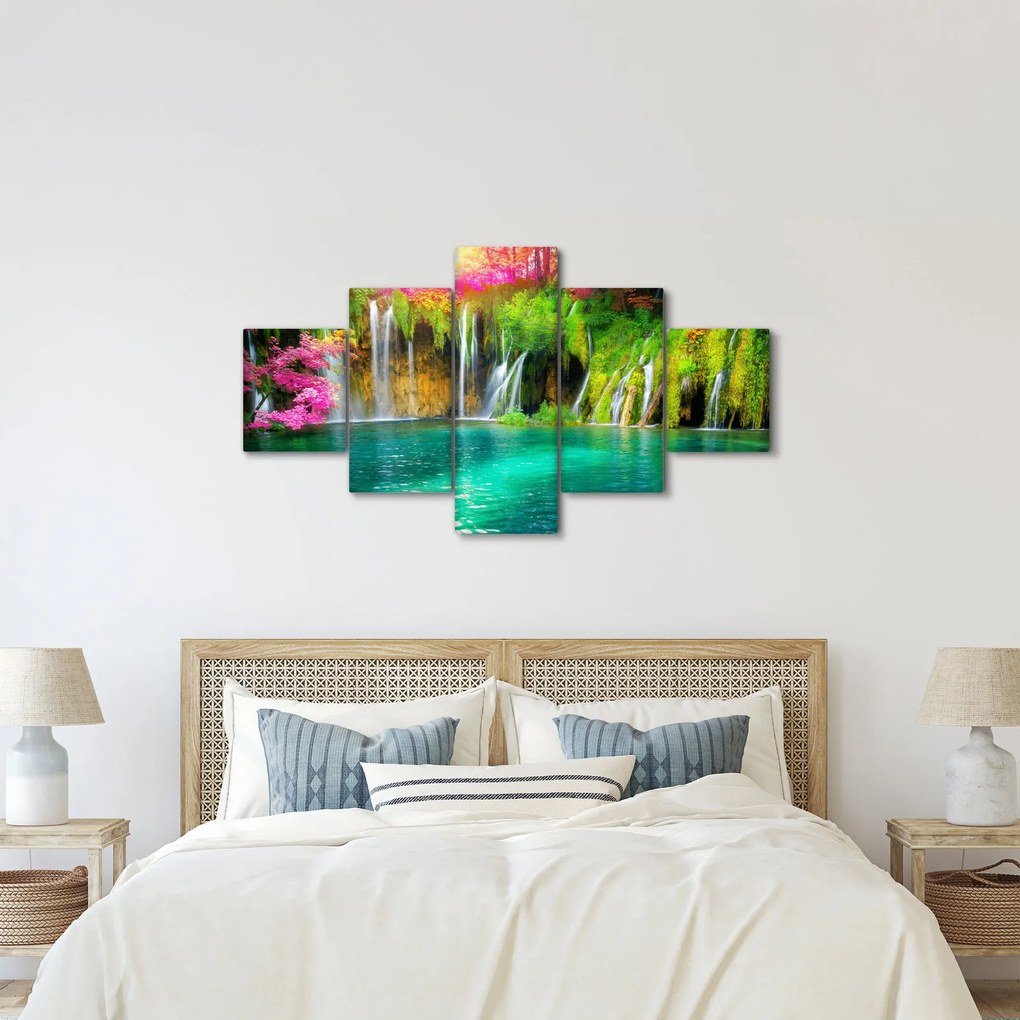 Obraz - Wodospad, Jeziora Plitwickie, Chorwacja (125x70 cm)