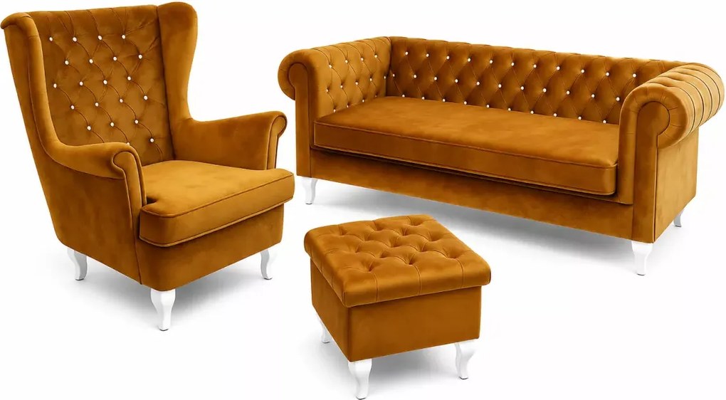 Tapicerowany zestaw wypoczynkowy Chesterfield Asti