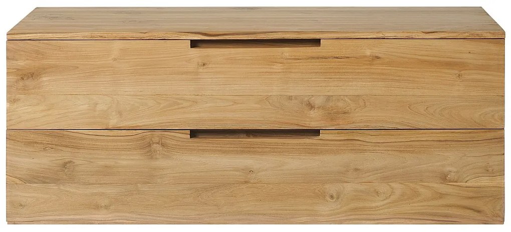 Szafka łazienkowa wisząca  z jasnego drewna tekowego - 2 szuflady - 115 cm - BIMBING