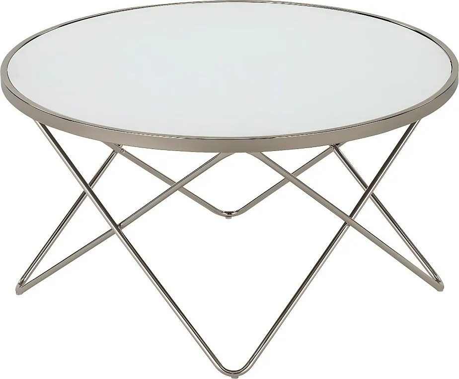 Stolik kawowy - szkło - biały - TINASA