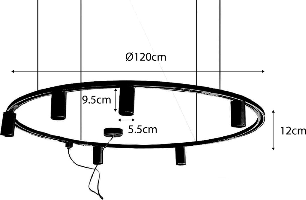 Nowoczesny wiszący system oświetlenia szynowego z 6 reflektorami białymi 1-fazowymi GU10 50 mm - Iconic Ruby Honey