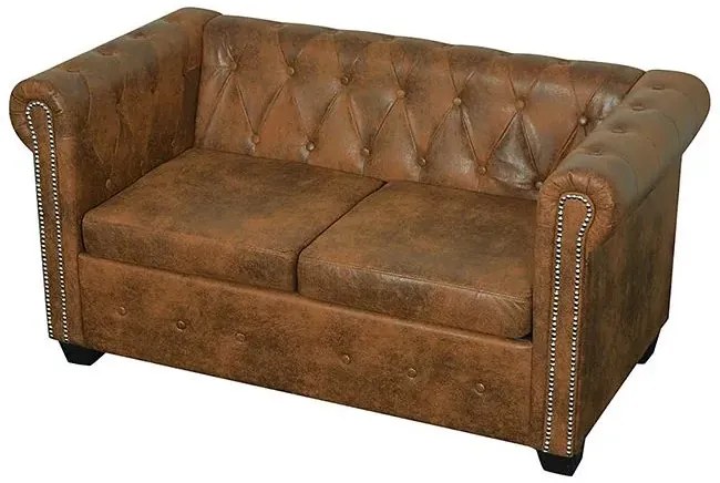 2-osobowa brązowa sofa w stylu Chesterfield - Charlotte 2Q