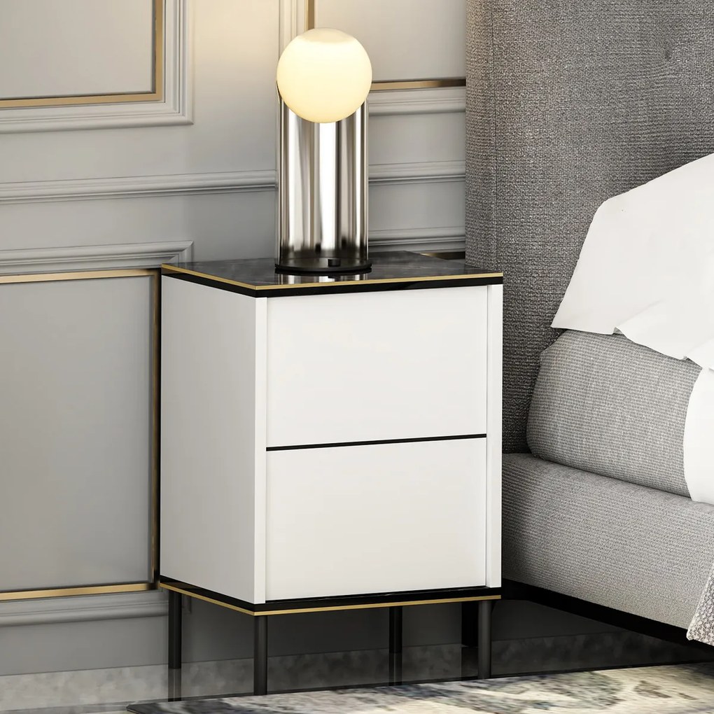 Stolik nocny Imaj White Marble