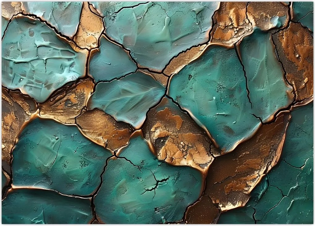 Obraz - Zielono-złoty obraz (70x50 cm)