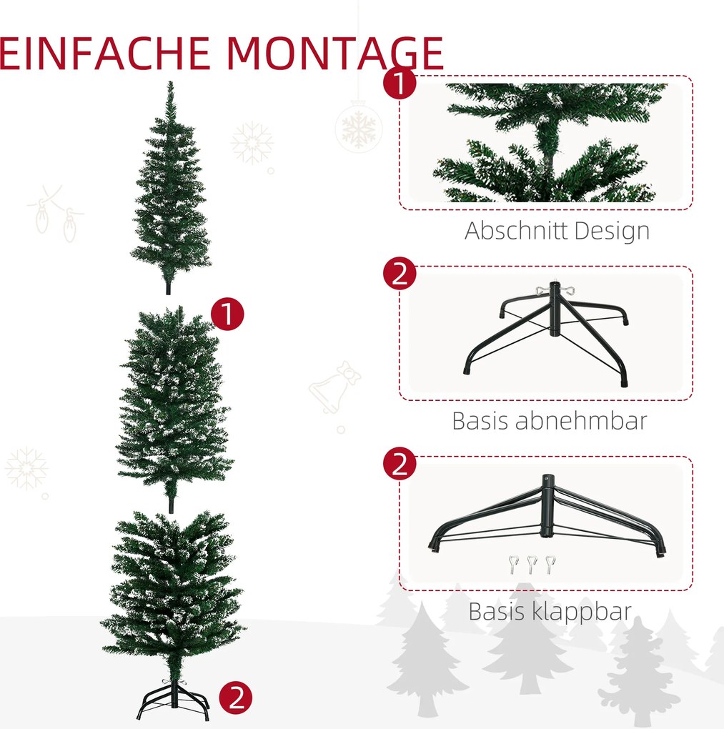 HOMCOM Choinka 190 cm, bardzo realistyczna, 570 gałęzi, niepalna, stabilna podstawa, Zielony | Aosom PL