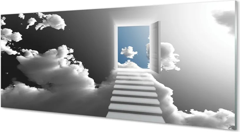 Panel szklany do Kuchni Schody do Drzwi w Chmurach