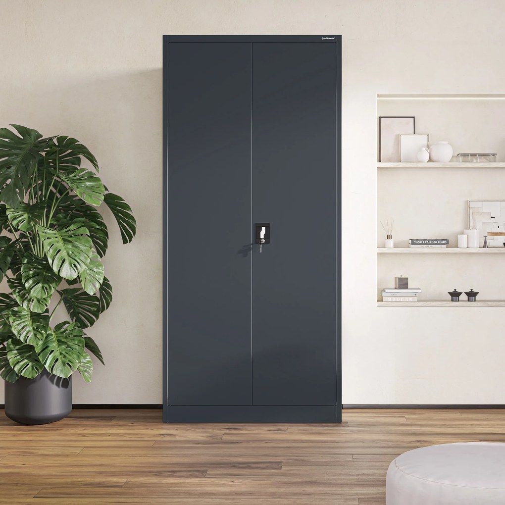 Szafa na dokumenty biurowa metalowa antracytowa: JAN H, 900 x 1950 x 400 mm