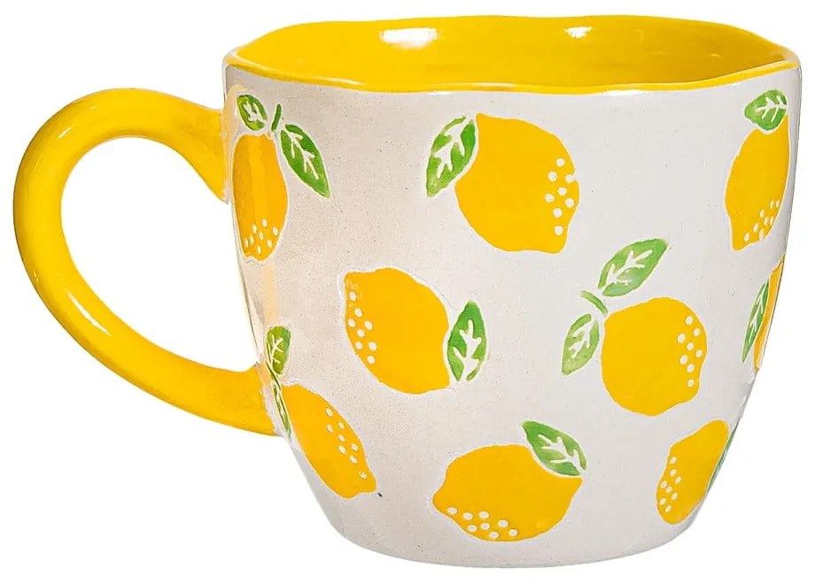 Żółto-biały ceramiczny kubek 250 ml Lemon – Sass & Belle
