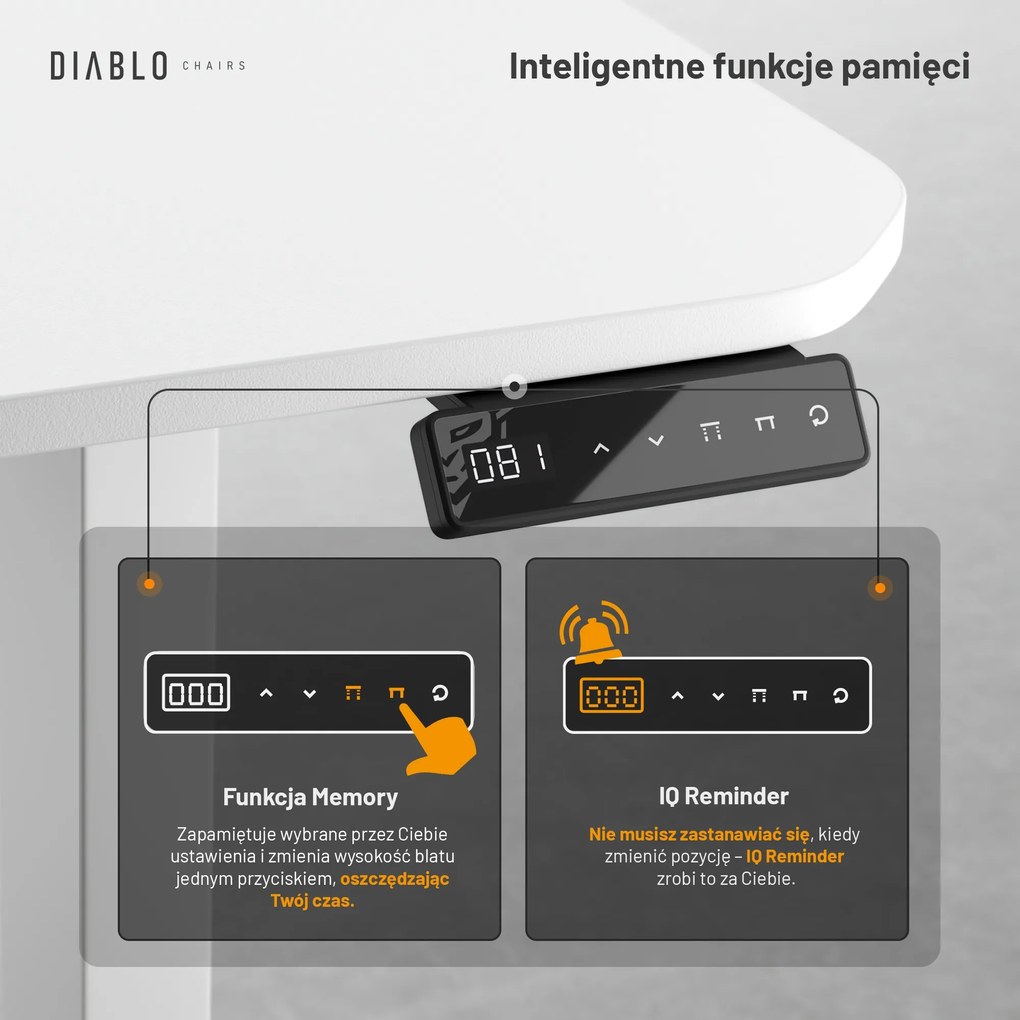 Biurko z regulacją wysokości DIABLO X-TENSIO 1600 białe