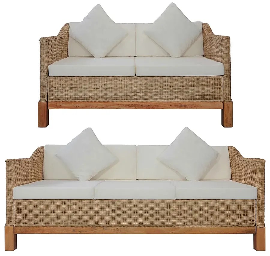 2-częściowy zestaw wypoczynkowy, dwie sofy, naturalny rattan K9-N09