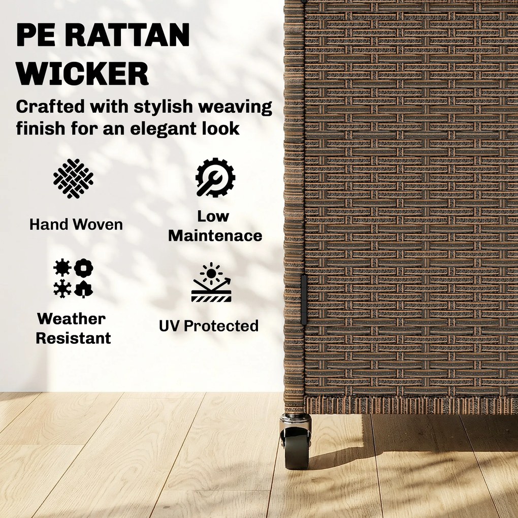 Outsunny Wózek serwisowy Rattanowy wózek kuchenny z FSC certyfikowaną powierzchnią eukaliptusową, półką, kółkami i uchwytem bocznym 95 x 54 x 84 cm | Aosom PL