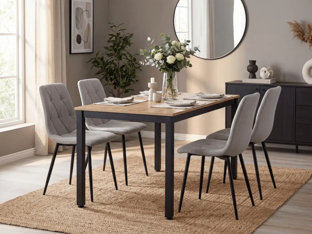 Jasnoszare krzesło do kuchni LIBRA z czarnymi nogami