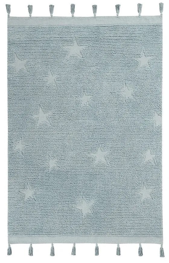 Niebieski bawełniany dywan dziecięcy tkany ręcznie odpowiedni do prania 120x175 cm Hippy Stars Aqua – Lorena Canals