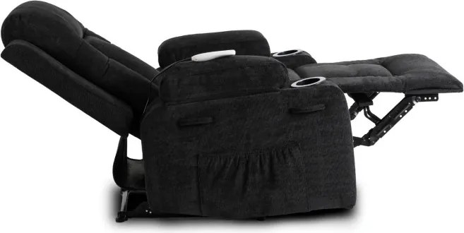 Fotel Masujący BOX 2 Rozkładany z Podnóżkiem Czarny Nowoczesny