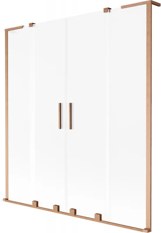 Mexen Velar L Duo parawan nawannowy 2-skrzydłowy rozsuwany 140 x 150 cm, szron, miedź szczotkowana - 896-140-003-32-65