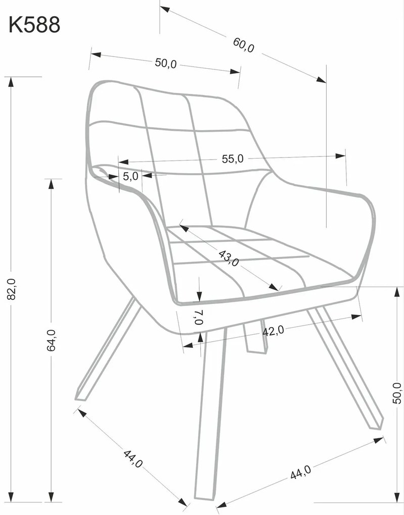 Krzesło do jadalni obrotowe z podłokietnikami czarne welurowe K588