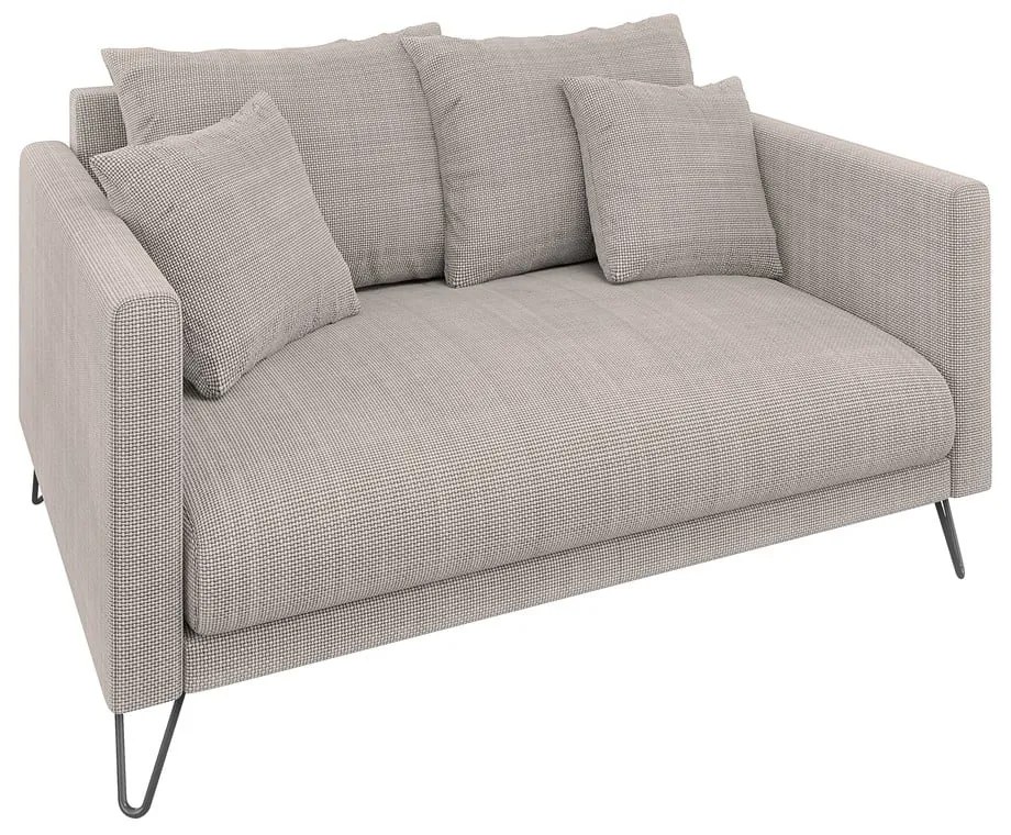 Jasnobrązowa sofa z tkaniny szenilowej 140 cm Freya – Ropez