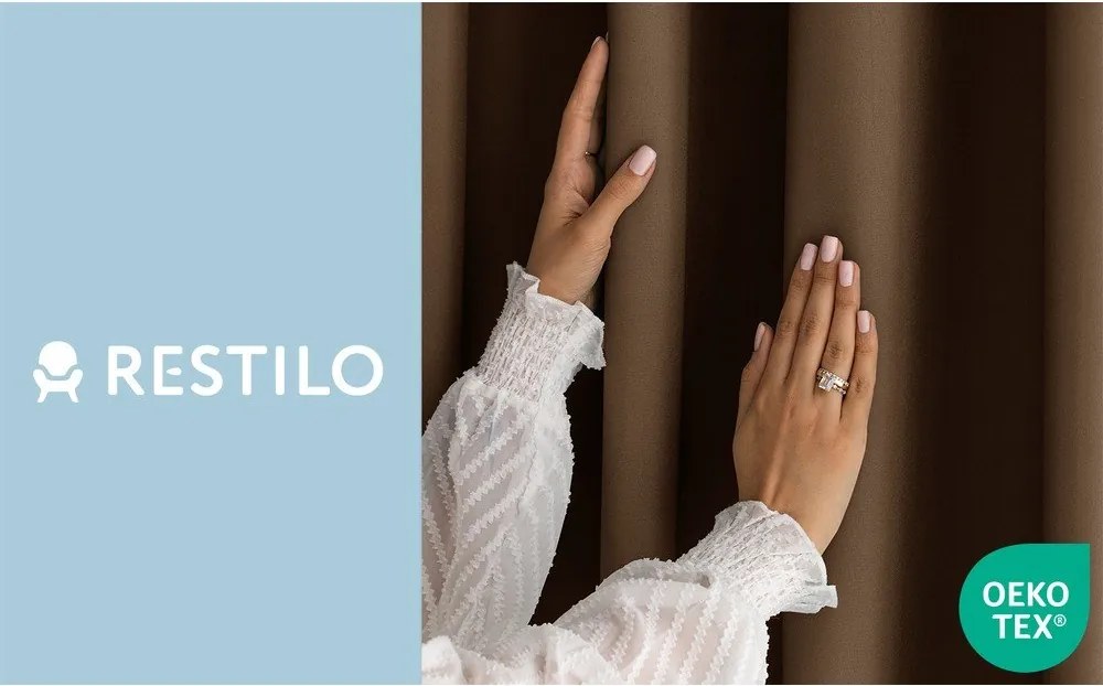 Brązowa zasłona częściowo zaciemniająca (dimout) 140x270 cm Carli – Restilo