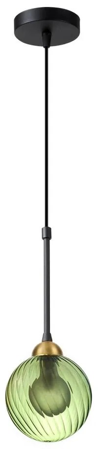 Zielona lampa wisząca ze szklanym kloszem ø 12 cm Twister – Squid Lighting