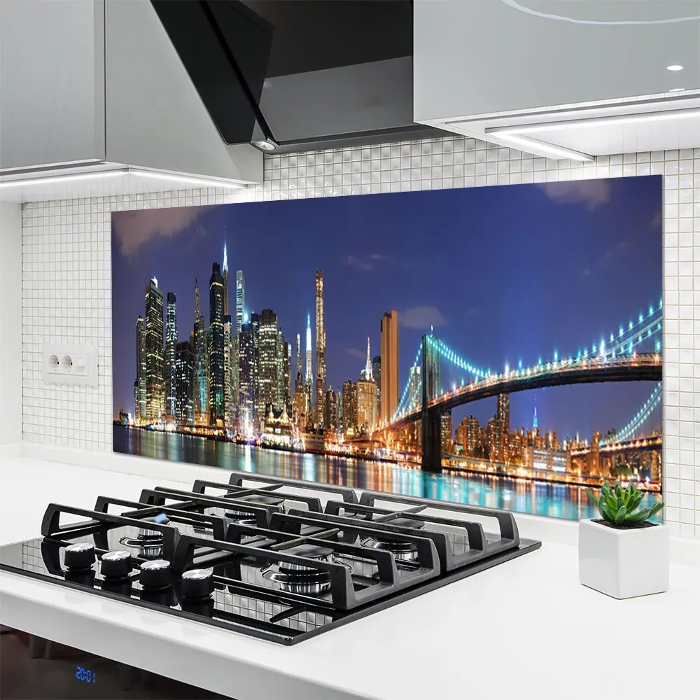 Panel Kuchenny Wieczorne Światła Nad Mostem