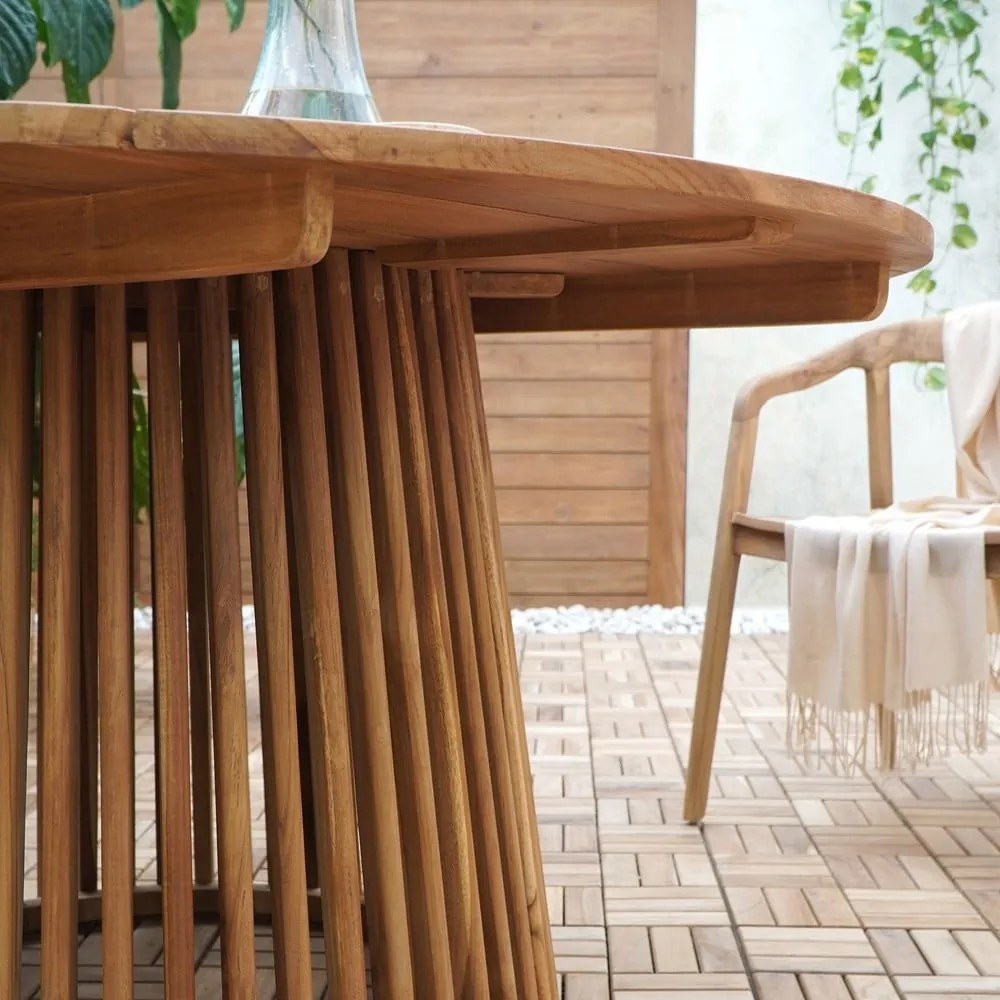 Okrągły stół ogrodowy z litego drewna tekowego ø 120 cm Lorca – House Nordic