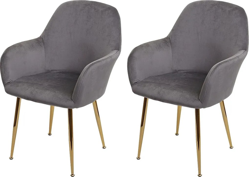 Krzesło do jadalni MCW-F18 (zestaw 2 sztuk),  aksamitny szary, złote nogi