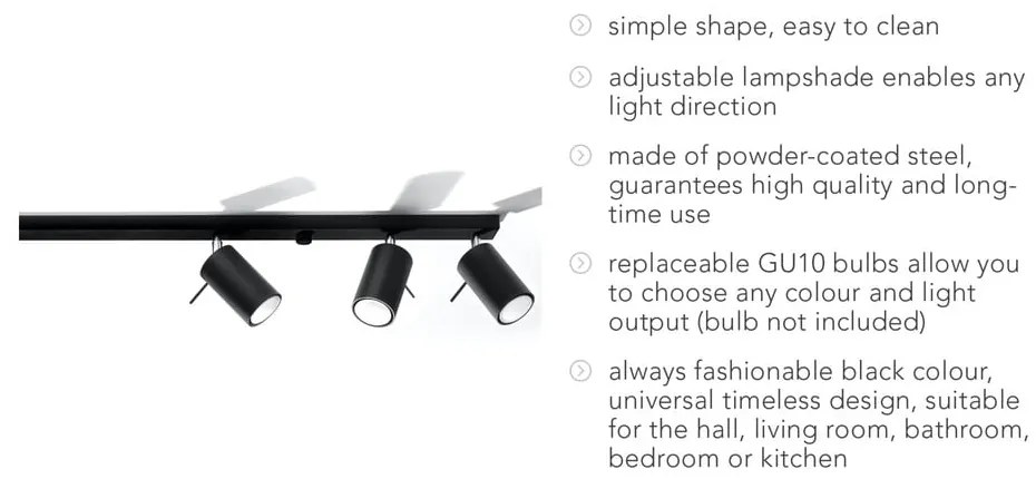 Czarna lampa sufitowa Sollux Etna 6L