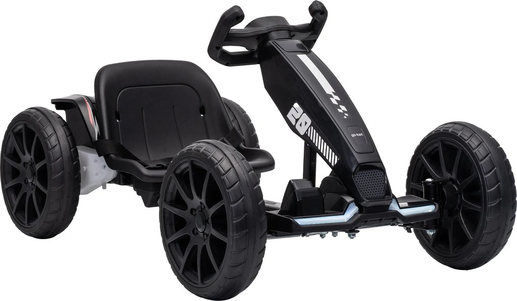 AIYAPLAY Elektryczny gokart dla dzieci 12V z 2 silnikami, 4-stopniowo regulowane siedzenie, system miękkiego startu, koła EVA, reflektory LED | Aosom PL