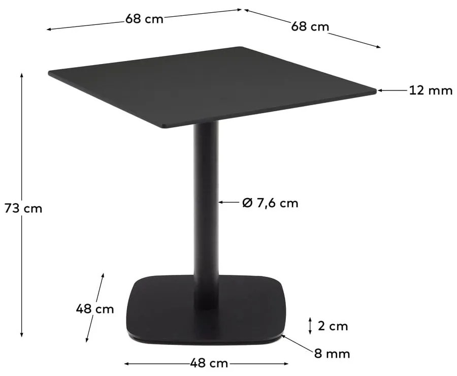 Metalowy stół ogrodowy 68x68 cm Dina – Kave Home