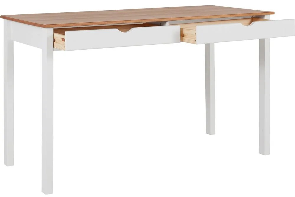 Biało-brązowe biurko Støraa Gava, dł. 140 cm
