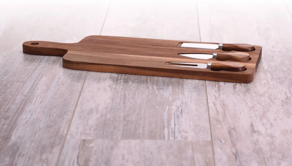 Deska do serów + 3 noże, 43x16 cm, komplet
