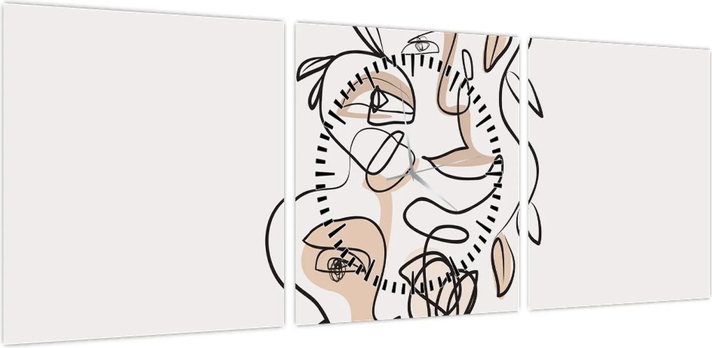 Obraz - Makijaż twarzy ze sztuką linii (z zegarem) (90x30 cm)