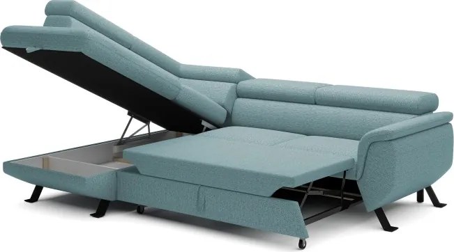 Narożnik RAVEN L Lewostronny wolnostojący z funkcją spania tkanina ARAGON 70 Jasno Niebieski WERSAL