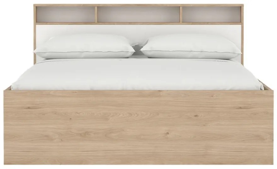 Łóżko dwuosobowe w dekorze dębu ze schowkiem bez stelaża 160x200 cm Ikast – Tvilum
