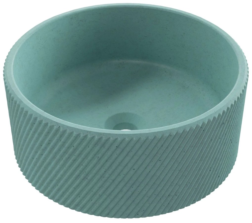Umywalka betonowa nablatowa okrągła bez otworu na baterię 37 cm VIJA | różne kolory : Kolor - Turkusowy