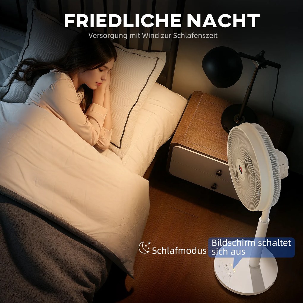 HOMCOM Wentylator, Klimatyzacja, 3 Tryby, Wyświetlacz LED, Oszylujący, Plastik, Biały