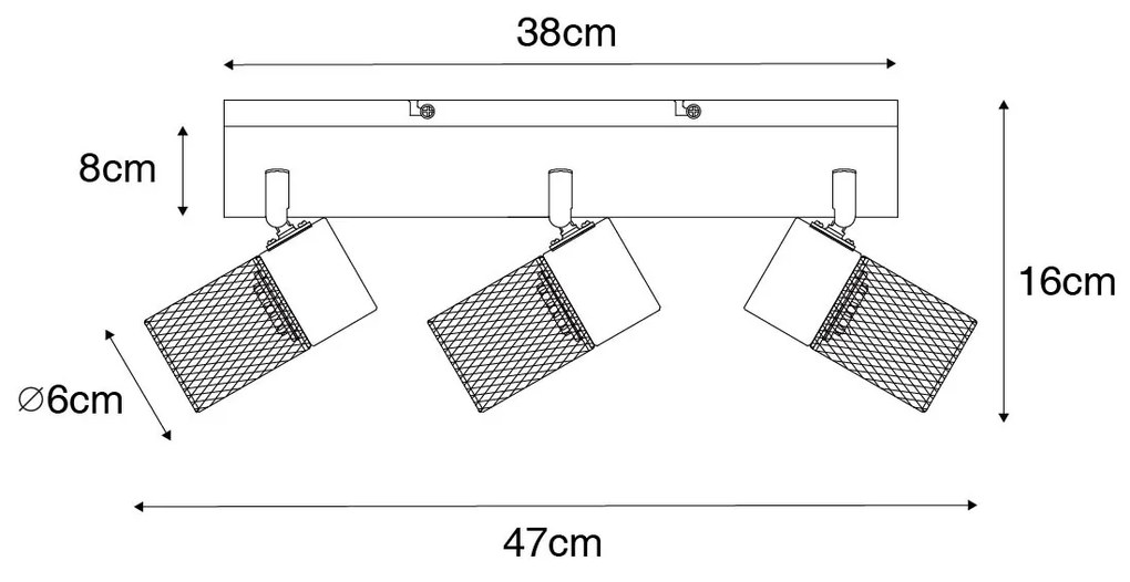 Industrialny reflektor sufitowy czarny 3-punktowy regulowany - Jim