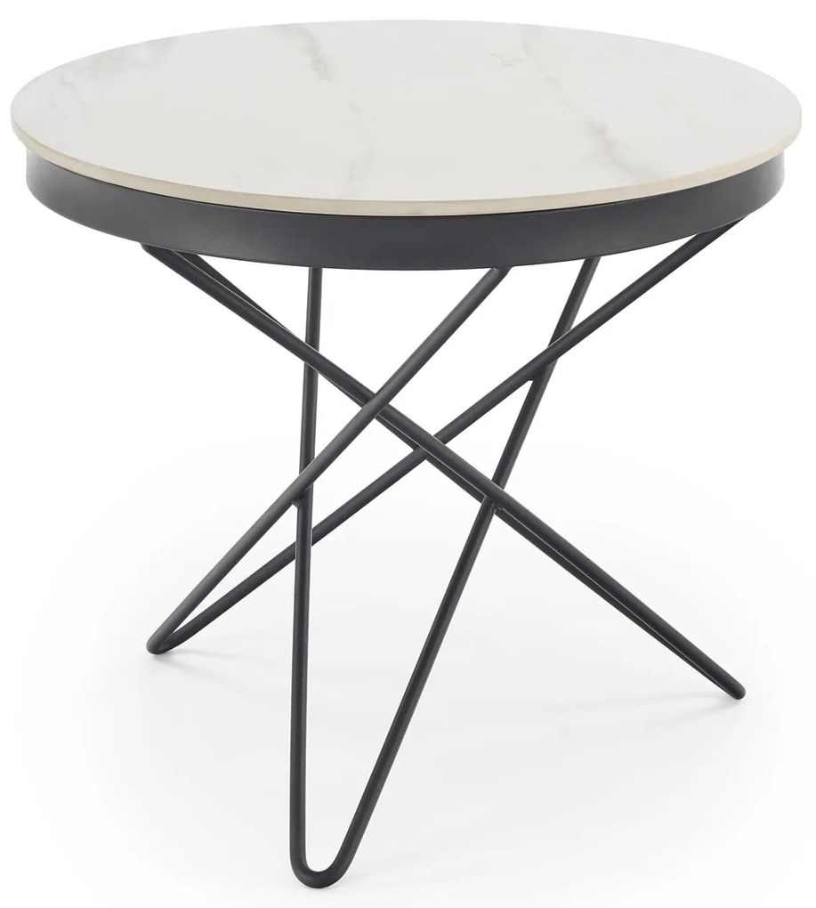 Okrągła ława spiek biały marmur/czarny 60/55 LEILA 2