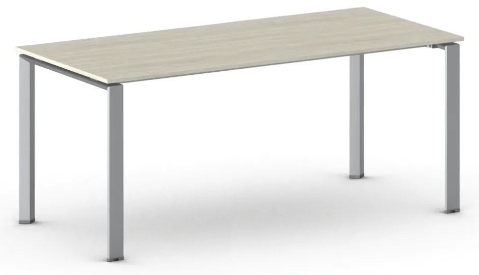 Stół konferencyjny do biura PRIMO INFINITY, 180x90 cm, szaro-srebrna podstawa, dąb naturalny