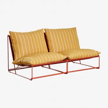 Sofa Modułowy Ogrodowy 2-częściowy Amaro Miód Żółty - Chocolate & Blk Frame - Sklum