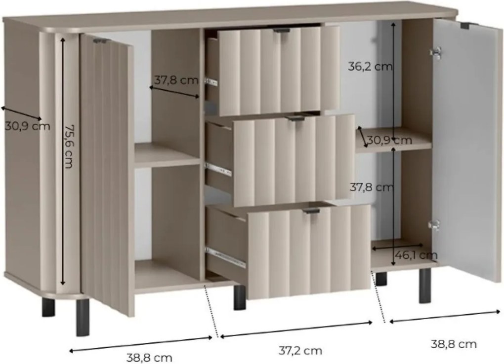 Komoda MODERNO 137,2 cm do Salonu Sypialni Biały