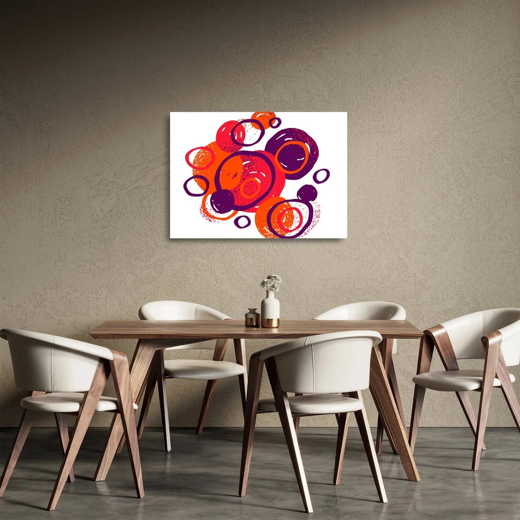 Obraz na szkle - Motyw z kółkami w ciepłych kolorach (70x50 cm)
