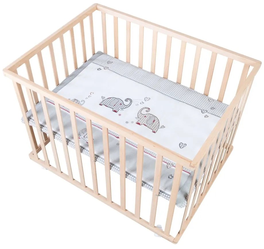 Kojec dla dzieci na kółkach w naturalnym kolorze 100x75 cm Jumbo Twins – Roba