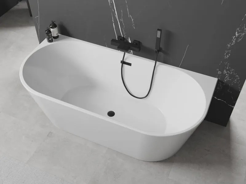 Mexen Oval wanna wolnostojąca przyścienna 170 x 80 cm, biała, przelew czarny - 52671708000-70